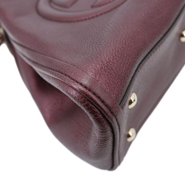 GUCCI Soho Small Pebbled Leather Tote Bag Burgundy 336751
