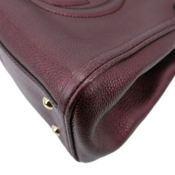 GUCCI Soho Small Pebbled Leather Tote Bag Burgundy 336751