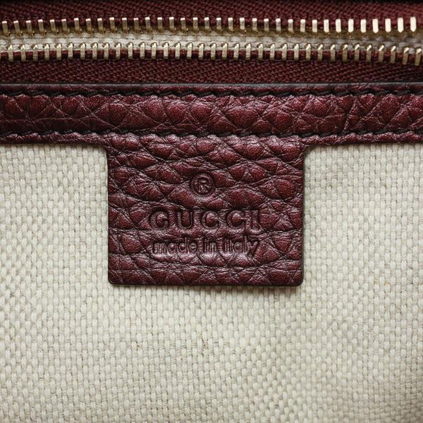 GUCCI Soho Small Pebbled Leather Tote Bag Burgundy 336751