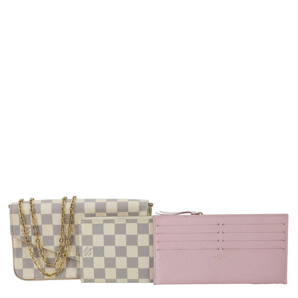 LOUIS VUITTON Felicie Pochette Damier Azur Crossbody Bag Rose Ballerine