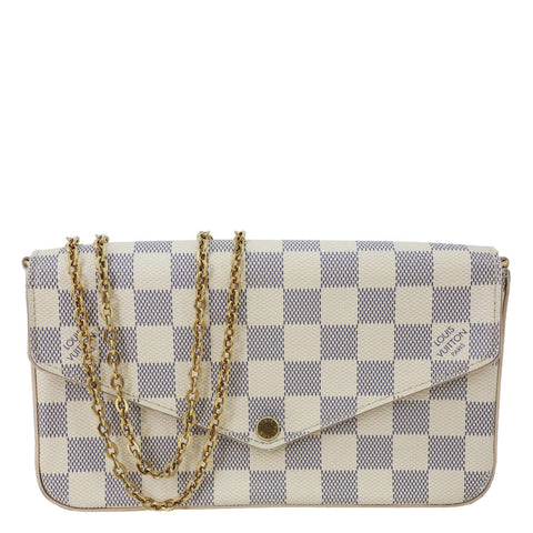 LOUIS VUITTON Felicie Pochette Damier Azur Crossbody Bag Rose Ballerine