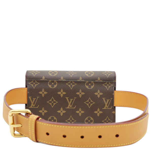 LOUIS VUITTON S Lock Monogram Canvas Belt Pouch Brown
