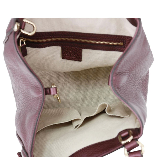 GUCCI Soho Small Pebbled Leather Tote Bag Burgundy 336751