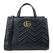 GUCCI GG Marmont Medium Calfskin Matelasser Leather Tote Shoulder Bag Black 443505