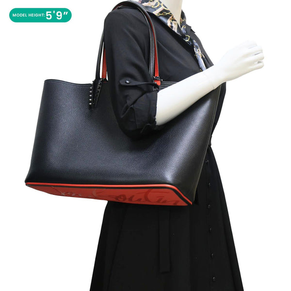 CHRISTIAN LOUBOUTIN Cabata Calfskin Leather Tote Bag Black