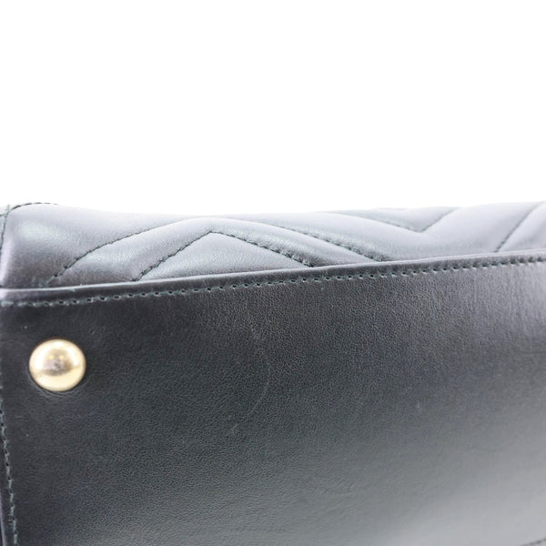GUCCI GG Marmont Medium Calfskin Matelasser Leather Tote Shoulder Bag Black 443505