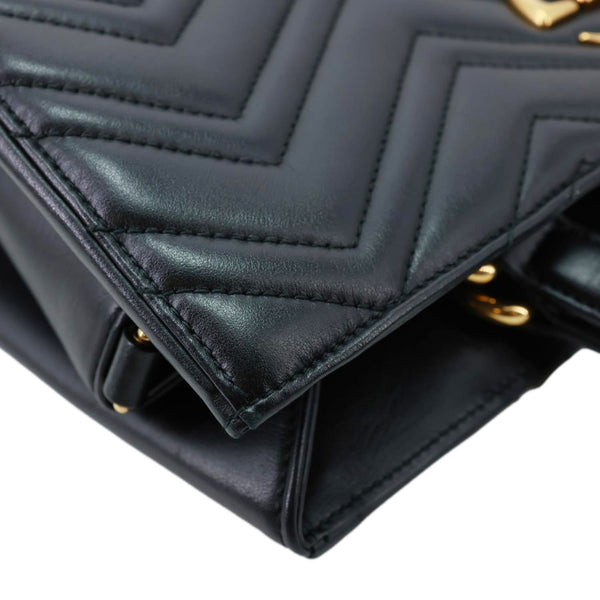 GUCCI GG Marmont Medium Calfskin Matelasser Leather Tote Shoulder Bag Black 443505