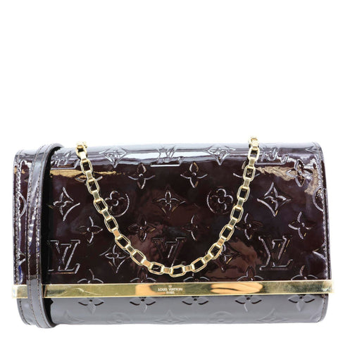 LOUIS VUITTON Ana Monogram Vernis Clutch Crossbody Bag Amarante
