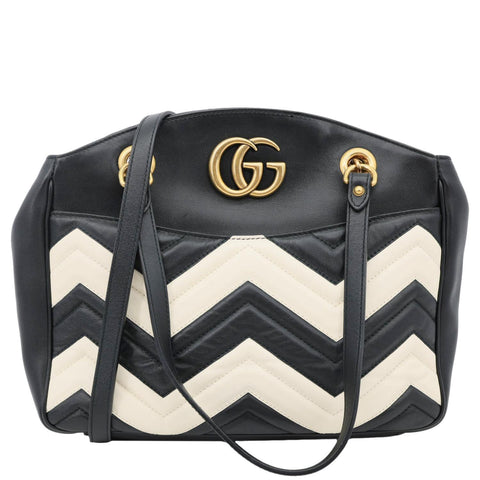 GUCCI GG Marmont Quilted Leather Chain Tote Bag Black 443501