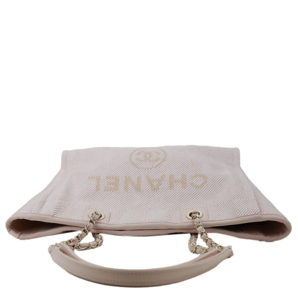 CHANEL Deauville Small Mixed Fibers Canvas Tote Bag Light Pink