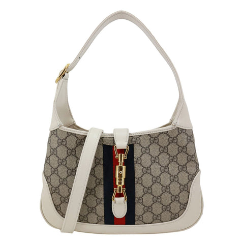 GUCCI Jackie 1961 Small GG Supreme Canvas Hobo Bag Beige 636706