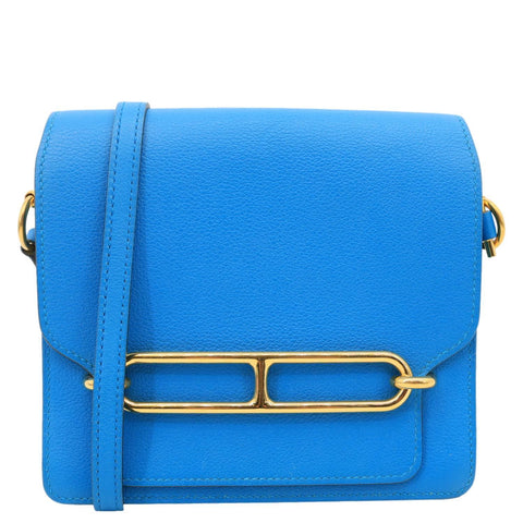 HERMES Roulis Sac Evercolor Mini Pebbled Calfskin Leather Shoulder Bag Blue