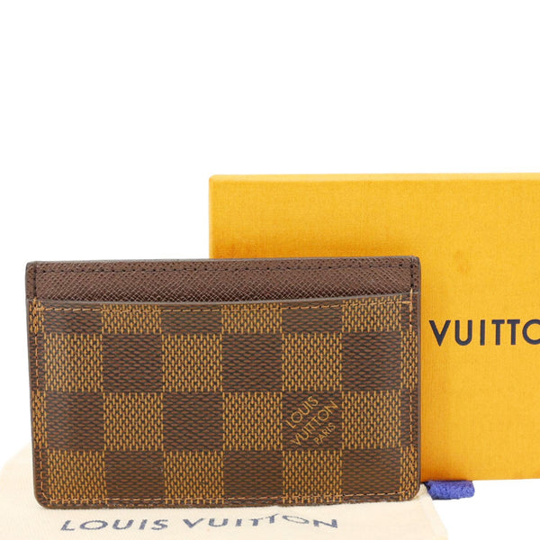 LOUIS VUITTON Damier Ebene Card Holder Brown