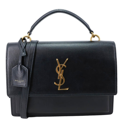 YVES SAINT LAURENT Monogram Sunset Leather Crossbody Bag Black