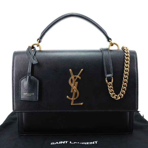 YVES SAINT LAURENT Monogram Sunset Leather Crossbody Bag Black