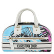 CHRISTIAN DIOR Vibe Zip Bowling Small Calfskin Leather Satchel Bag Blue