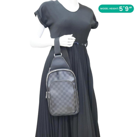 LOUIS VUITTON Avenue Sling Damier Graphite Backpack Bag Black