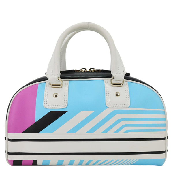 CHRISTIAN DIOR Vibe Zip Bowling Small Calfskin Leather Satchel Bag Blue