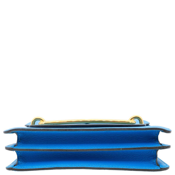 HERMES Roulis Sac Evercolor Mini Pebbled Calfskin Leather Shoulder Bag Blue