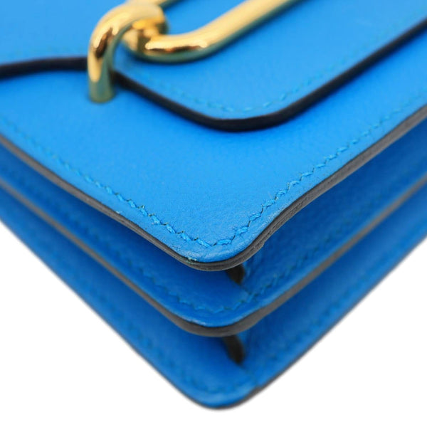 HERMES Roulis Sac Evercolor Mini Pebbled Calfskin Leather Shoulder Bag Blue