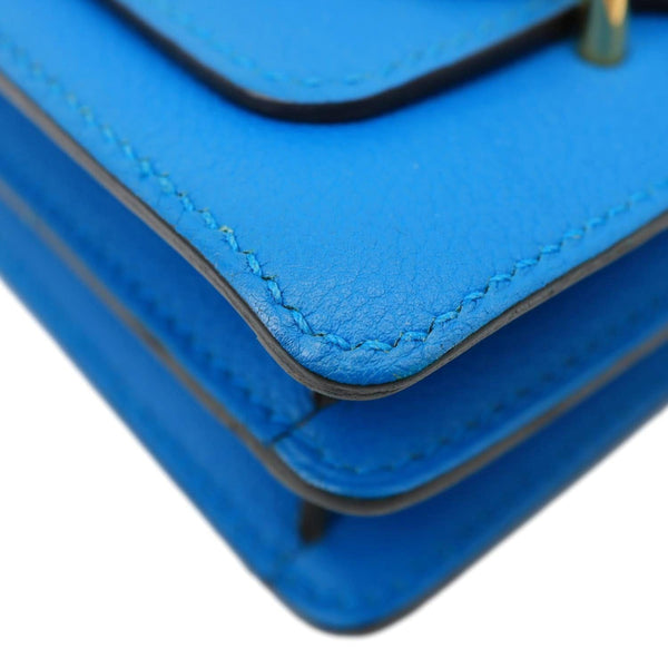 HERMES Roulis Sac Evercolor Mini Pebbled Calfskin Leather Shoulder Bag Blue