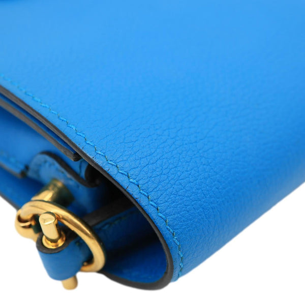HERMES Roulis Sac Evercolor Mini Pebbled Calfskin Leather Shoulder Bag Blue