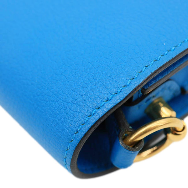 HERMES Roulis Sac Evercolor Mini Pebbled Calfskin Leather Shoulder Bag Blue