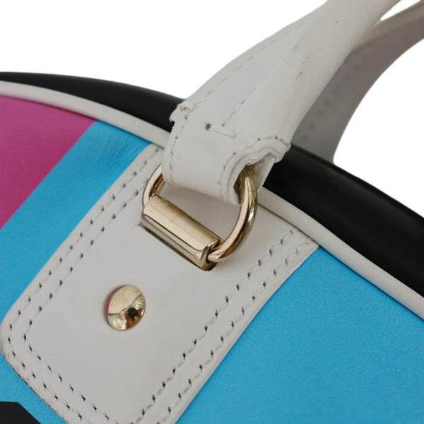 CHRISTIAN DIOR Vibe Zip Bowling Small Calfskin Leather Satchel Bag Blue