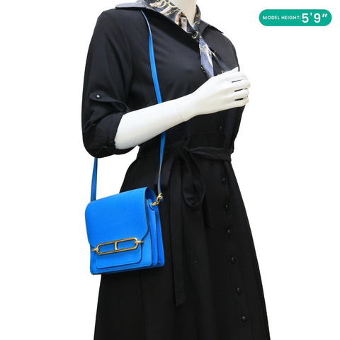 HERMES Roulis Sac Evercolor Mini Pebbled Calfskin Leather Shoulder Bag Blue