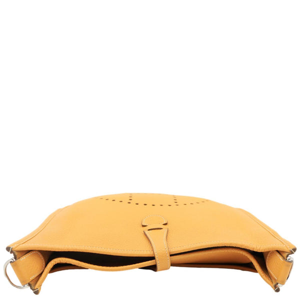 HERMES Evelyne PM Taurillon Clemence Leather Crossbody Bag Yellow