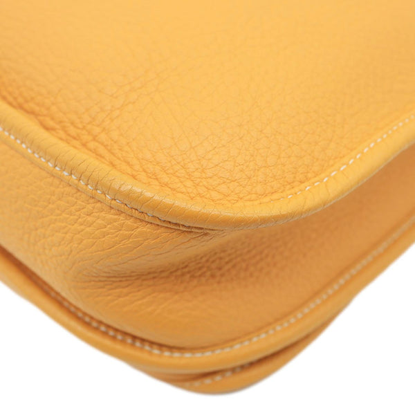 HERMES Evelyne PM Taurillon Clemence Leather Crossbody Bag Yellow