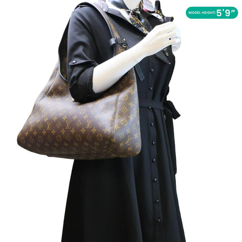 LOUIS VUITTON The Drop GM Monogram Canvas Hobo Bag Brown