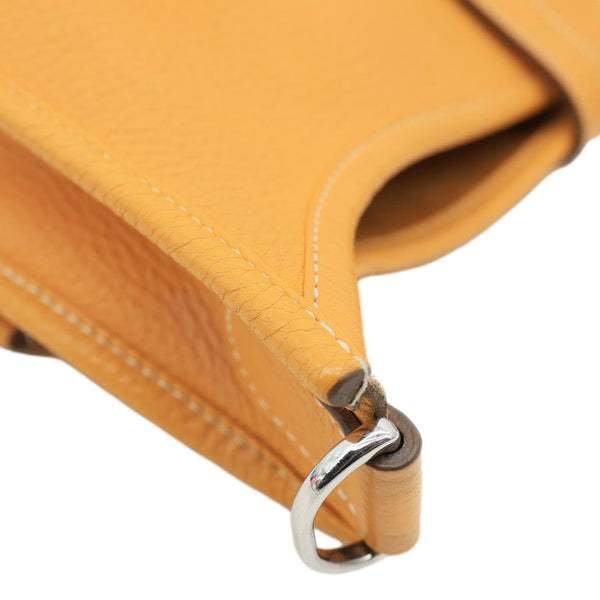 HERMES Evelyne PM Taurillon Clemence Leather Crossbody Bag Yellow