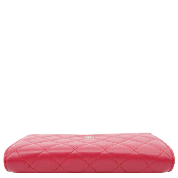 CHANEL Quilted Lambskin Leather Wallet On Chain Bag Dark Pink