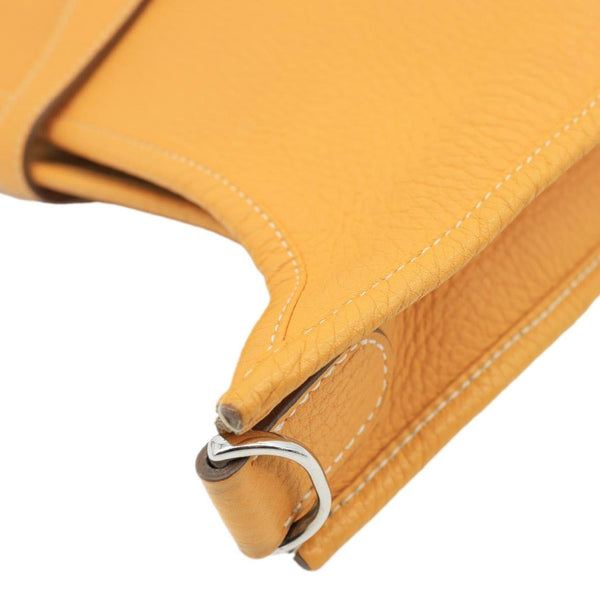 HERMES Evelyne PM Taurillon Clemence Leather Crossbody Bag Yellow