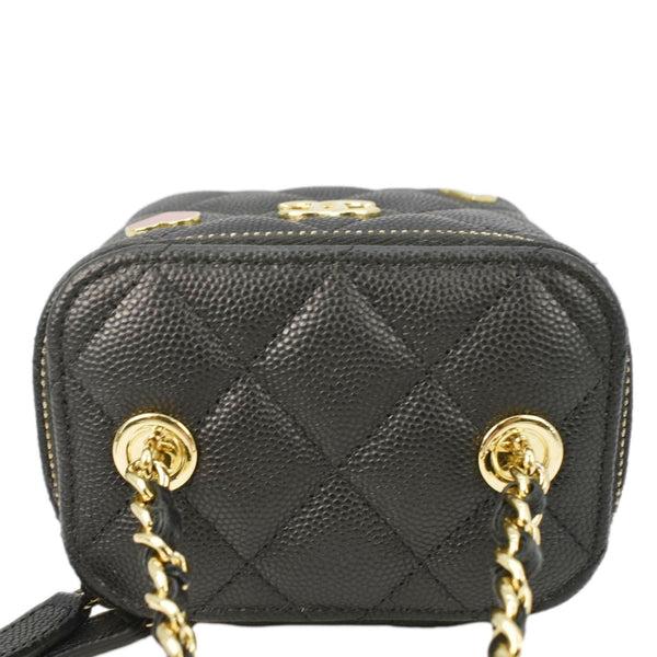 CHANEL Coco Casino Mini Quilted Caviar Black Leather Vanity Case back side