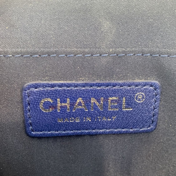 CHANEL Small Pocket Box Quilted Patent Leather Crossbody Camera Bag Blue