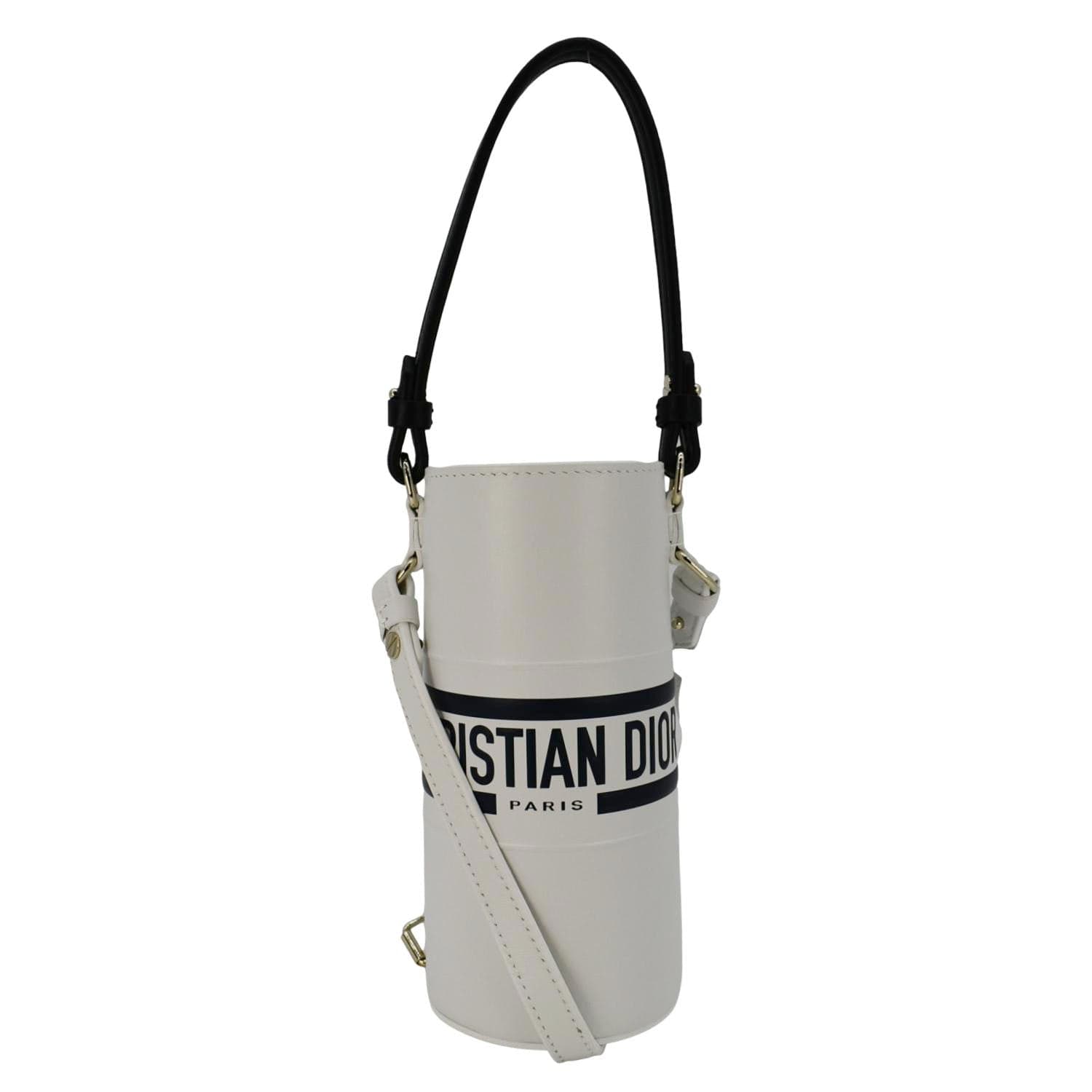 Christian Dior Vibe Bottle Printed Leather Crossbody Bag White front side