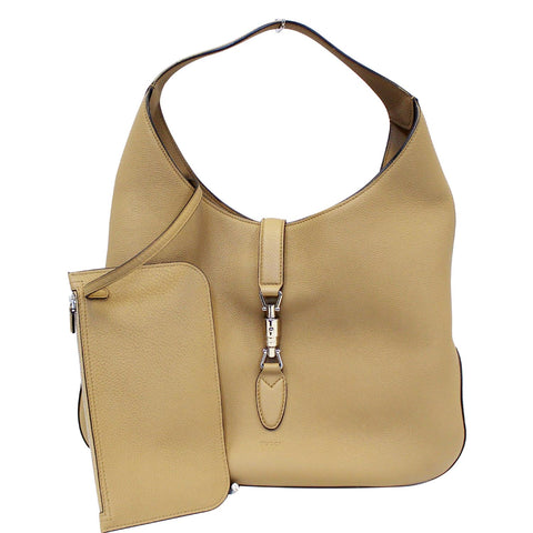 GUCCI Jackie Soft Leather Hobo Bag Beige 362968