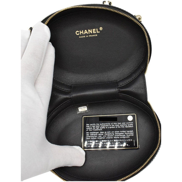 CHANEL La Pausa Embroidered Chevron Leather Chain Clutch Bag Black