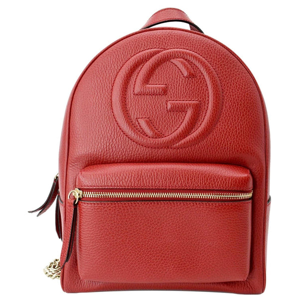 GUCCI Soho Leather Chain Backpack Red 536192