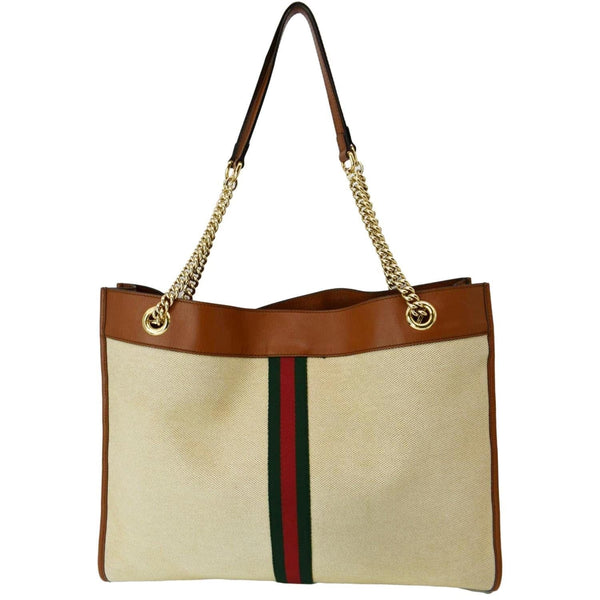 GUCCI Rajah Large Leather Tote Shoulder Bag Sand 537219