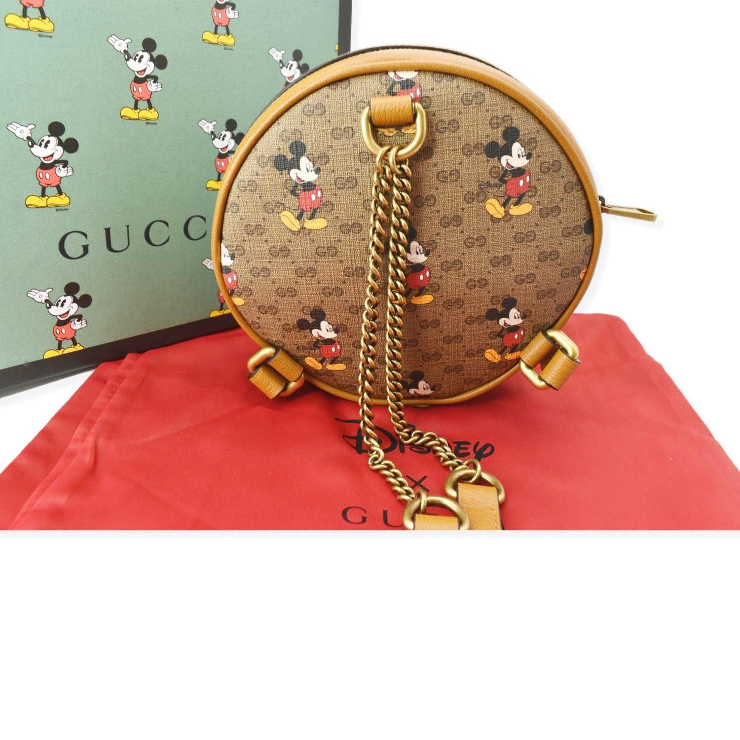 gucci disney mini backpack Gucci Disney x Mini GG Supreme Round Backpack Bag Beige