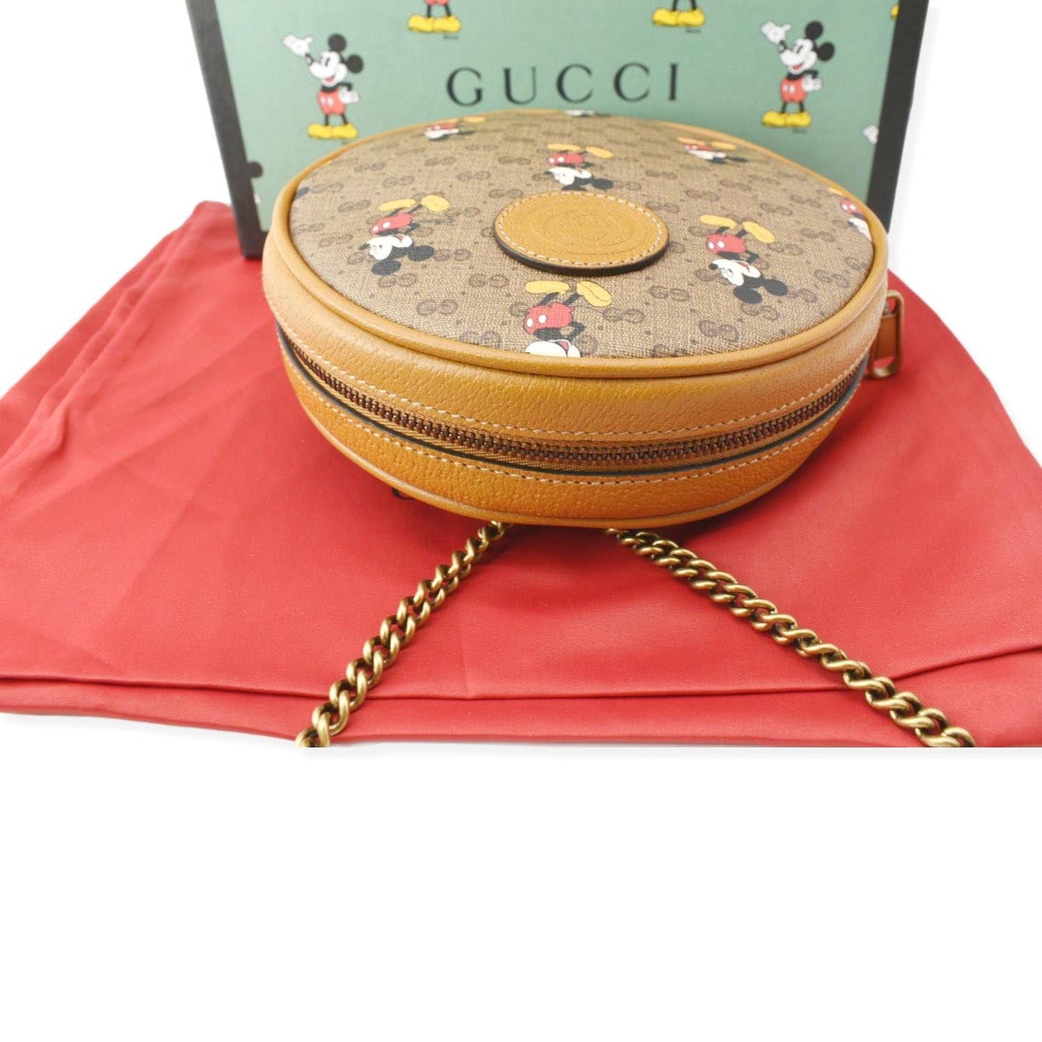 gucci disney mini backpack Gucci Disney x Mini GG Supreme Round Backpack Bag Beige