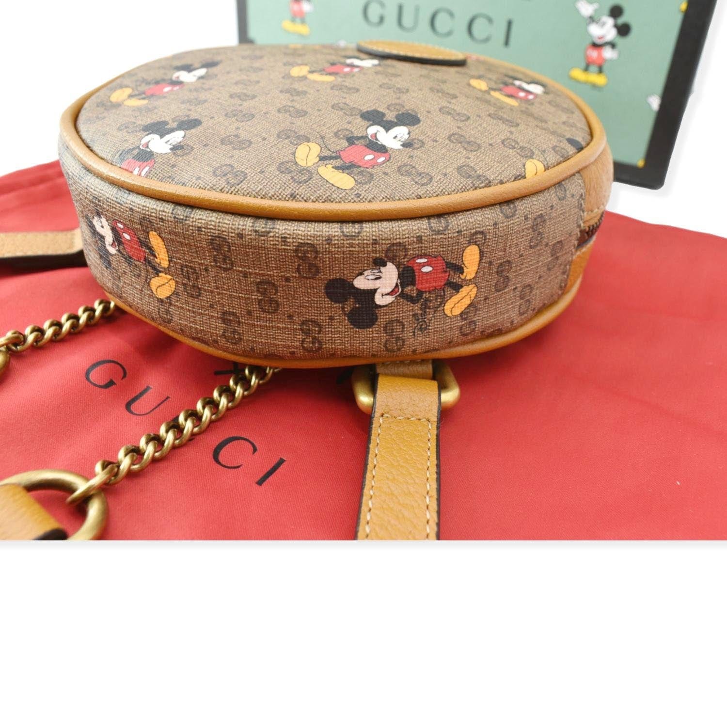 gucci mini round backpack Gucci Disney x Mini GG Supreme Round Backpack Bag Beige