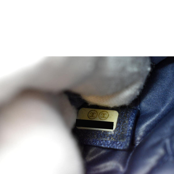 CHANEL Small Vintage Mademoiselle Leather Cosmetic Case Blue