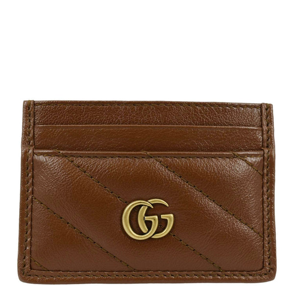 GUCCI GG Marmont Leather Card Case Tan 443127
