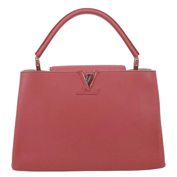 LOUIS VUITTON Capucines Taurillon Leather Satchel Bag Pink