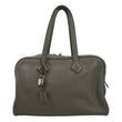 HERMES Victoria II Taurillon Clemence Leather Shoulder Bag Taupe