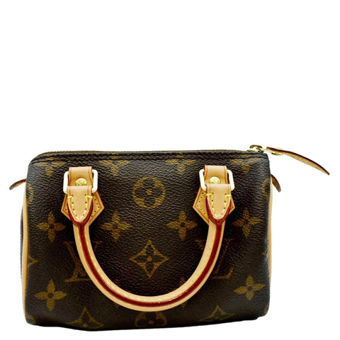 LOUIS VUITTON Mini Speedy HL Monogram Canvas with Leather Trim Satchel Bag Brown